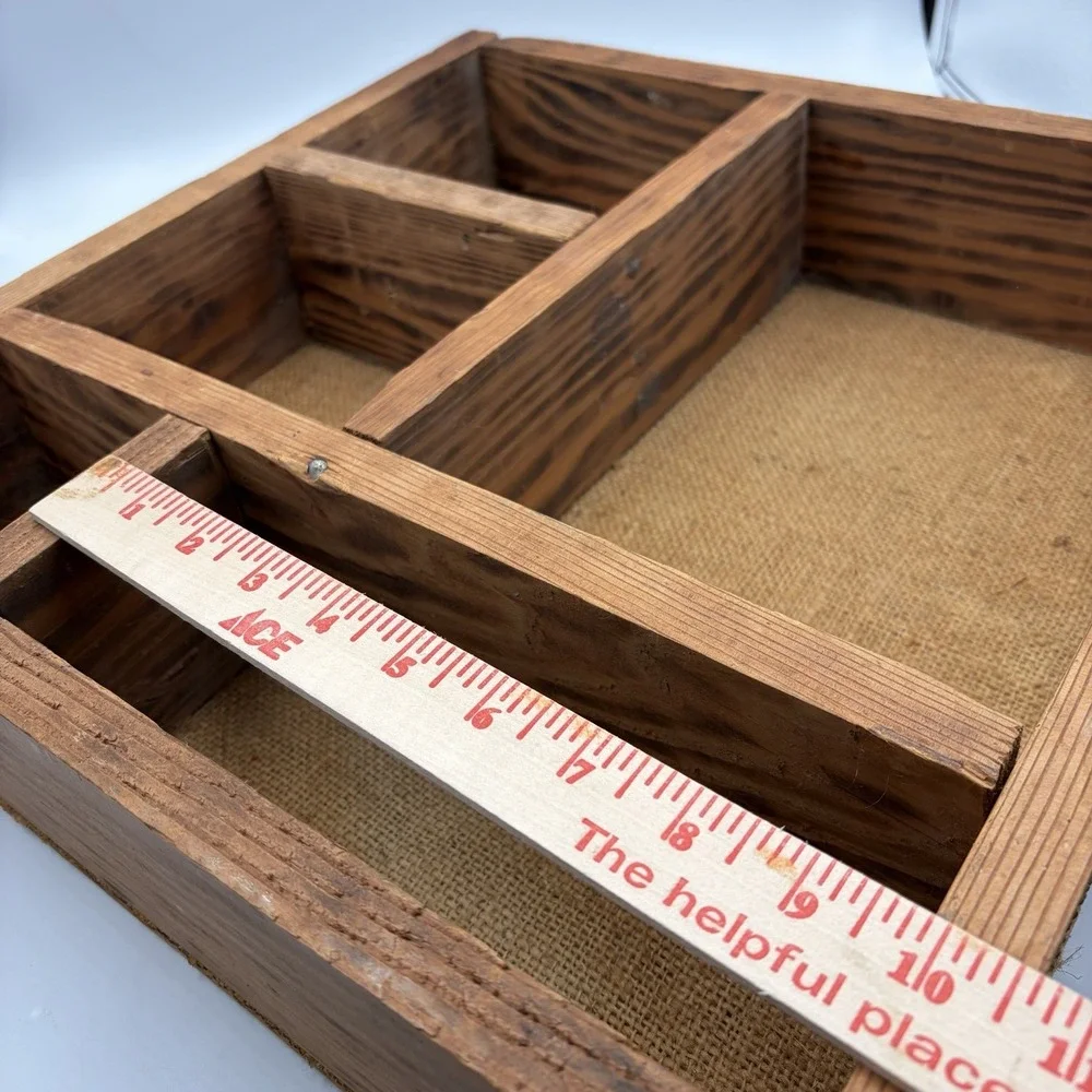 Vintage Rustic Wooden Compartmentalized Cubby Drawer 16x16 Cottage Core Decor